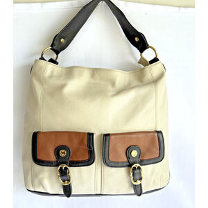 Emma Fox Beige Handbag Two Outside Pockets